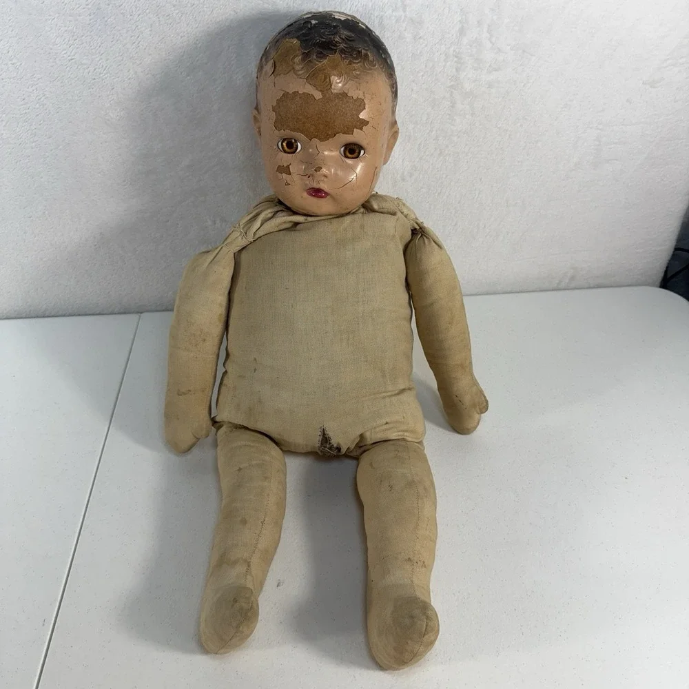 Antique 1920s Haunted Composition Baby Doll Sleepy Eyes Creepy Paranormal Vessel